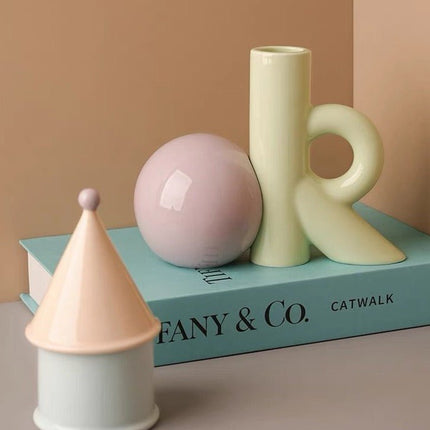 OK Ceramic Bud Vase - Handmade Dopamine Decorative Flower Vase