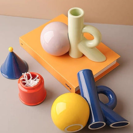 OK Ceramic Bud Vase - Handmade Dopamine Decorative Flower Vase