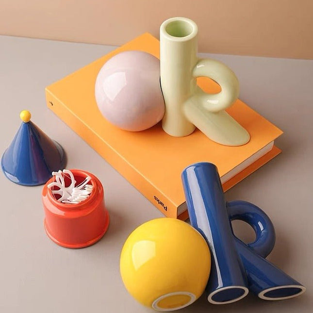 OK Ceramic Bud Vase - Handmade Dopamine Decorative Flower Vase