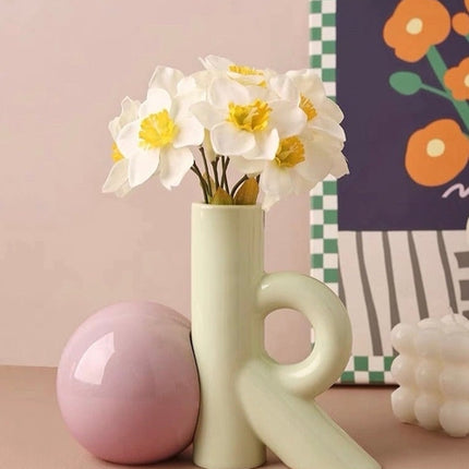 OK Ceramic Bud Vase - Handmade Dopamine Decorative Flower Vase