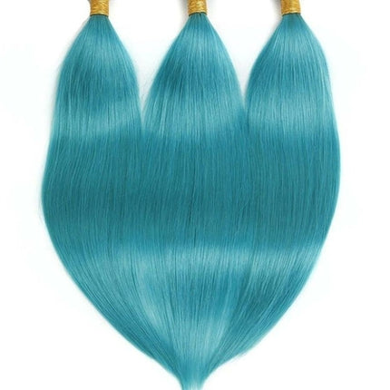 10A Grade Light Blue Straight BUNDLES with CLOSURES & FRONTALS #1B/lig