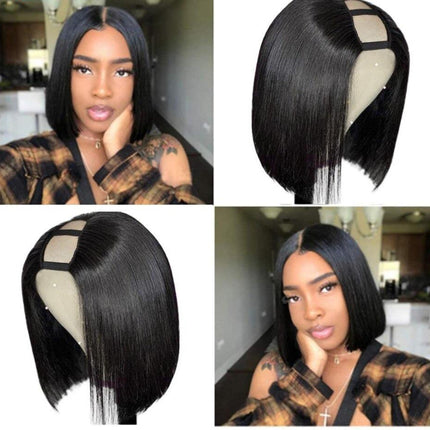 Short Bob U Part Wig Human Hair Straight Brazilian Remy Glueless Wigs