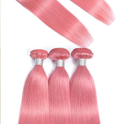 #Pink 10A Grade #1B/Pink Straight 3/4 BUNDLES with CLOSURES & FRONTALS