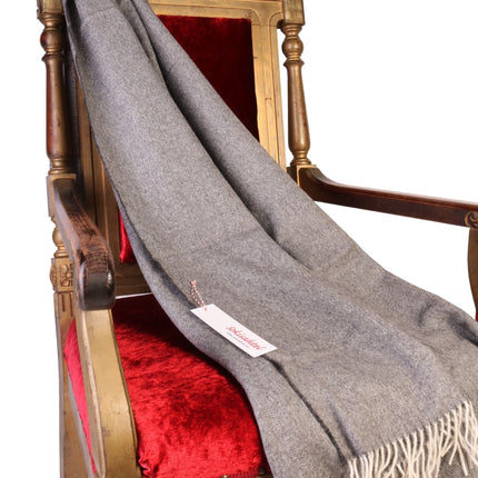 Alpaca wool herringbone patterned grey plaid