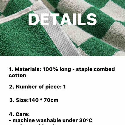Premium Checkered Bath Towel - Long-Staple Cotton for Ultimate