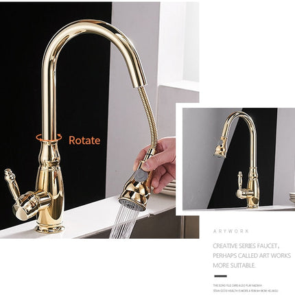 Kitchen Mixer Gold Pull Out Kitchen Faucet Deck Mount Kitchen Sink