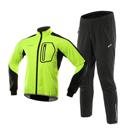 Men Winter Cycling Jacket Set Windproof Waterproof Thermal Sportswear