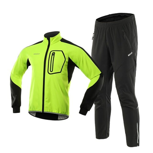 Men Winter Cycling Jacket Set Windproof Waterproof Thermal Sportswear