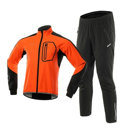 Men Winter Cycling Jacket Set Windproof Waterproof Thermal Sportswear