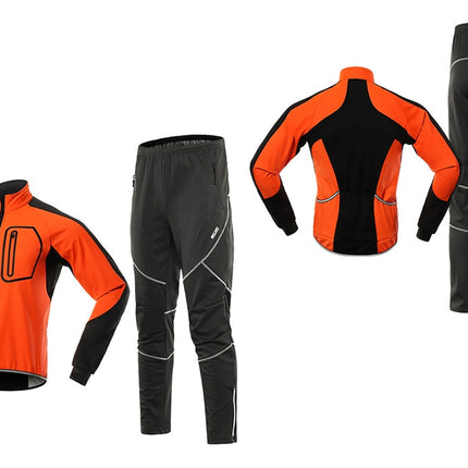Men Winter Cycling Jacket Set Windproof Waterproof Thermal Sportswear