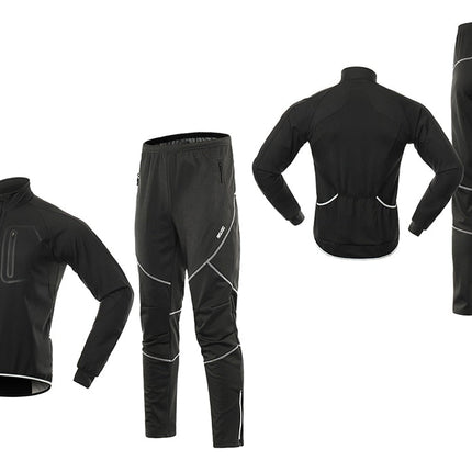Men Winter Cycling Jacket Set Windproof Waterproof Thermal Sportswear