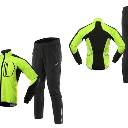 Men Winter Cycling Jacket Set Windproof Waterproof Thermal Sportswear