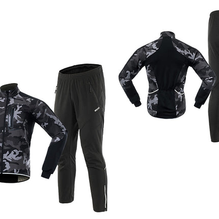 Men Winter Cycling Jacket Set Windproof Waterproof Thermal Sportswear