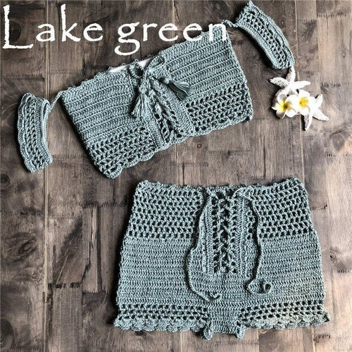 Two Piece Hand Hook Crochet Bikinis Set Swimwear