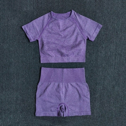 Seamless Women Yoga Set Crop Top Short Sleeve Shirt Fitness Shorts