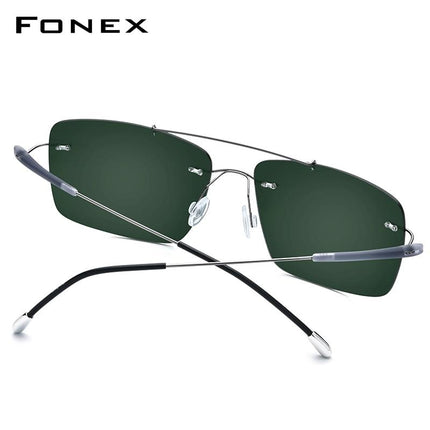 Titanium Alloy TR90 Rimless Sunglasses Men New Ultralight Screwless