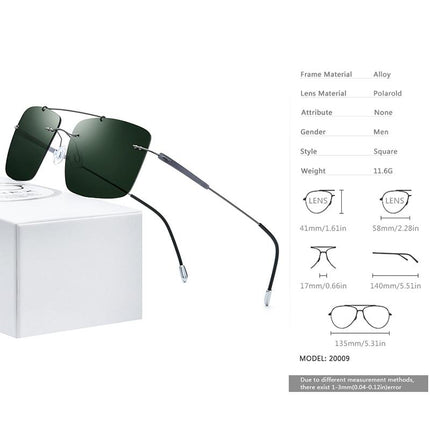 Titanium Alloy TR90 Rimless Sunglasses Men New Ultralight Screwless
