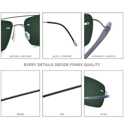 Titanium Alloy TR90 Rimless Sunglasses Men New Ultralight Screwless