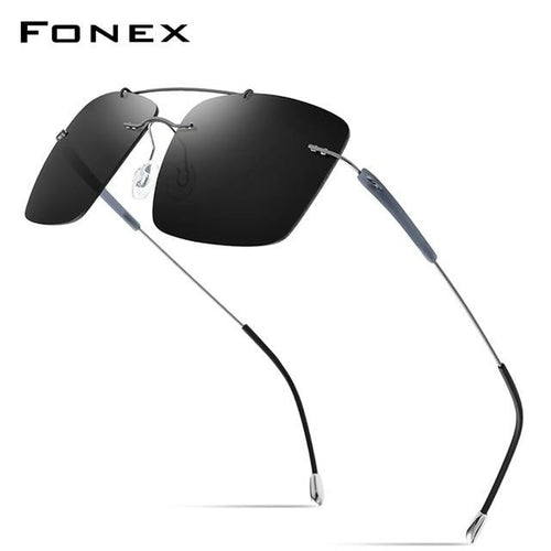 Titanium Alloy TR90 Rimless Sunglasses Men New Ultralight Screwless