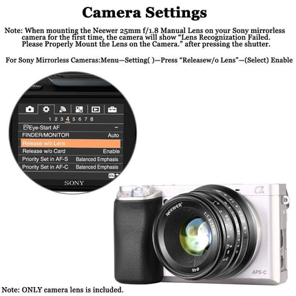25mm f/1.8 Manual Focus Prime Fixed Lens for Sony E-Mount Digital