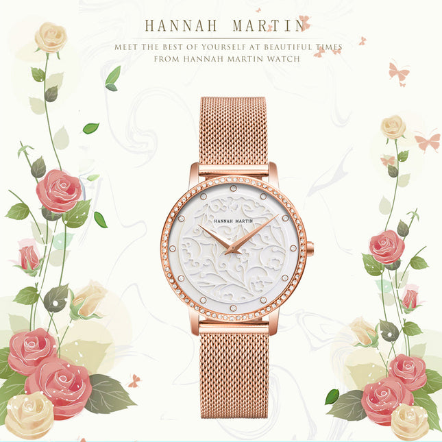 Women Watches Leather Wristwatch Fashion 3D Engraving Japanese Quartz