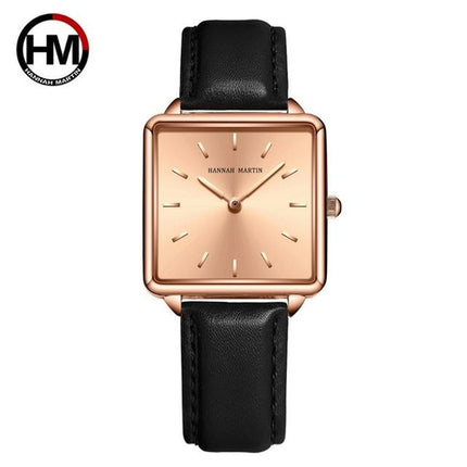 Genuine Leather Strap Japan Quartz Movement Women Simple Design Top