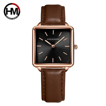 Genuine Leather Strap Japan Quartz Movement Women Simple Design Top
