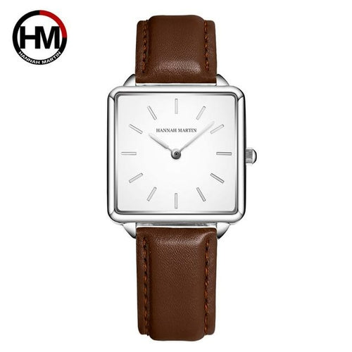 Genuine Leather Strap Japan Quartz Movement Women Simple Design Top