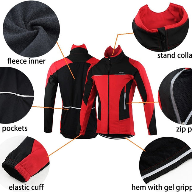 Men Winter Cycling Jacket Set Windproof Waterproof Thermal Sportswear