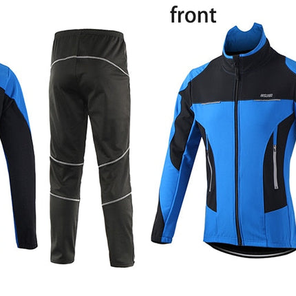 Men Winter Cycling Jacket Set Windproof Waterproof Thermal Sportswear