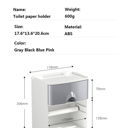 Multifunction Toilet Paper Holder Waterproof Toilet Tissue Storage Box