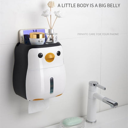 Creative Penguin Toilet Roll Paper Holder Waterproof Wall Mounted