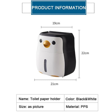 Creative Penguin Toilet Roll Paper Holder Waterproof Wall Mounted