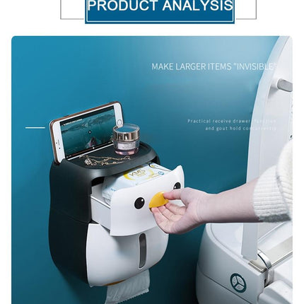 Creative Penguin Toilet Roll Paper Holder Waterproof Wall Mounted
