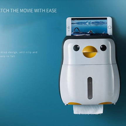 Creative Penguin Toilet Roll Paper Holder Waterproof Wall Mounted