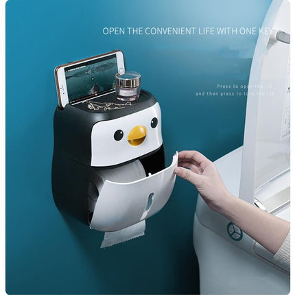 Creative Penguin Toilet Roll Paper Holder Waterproof Wall Mounted