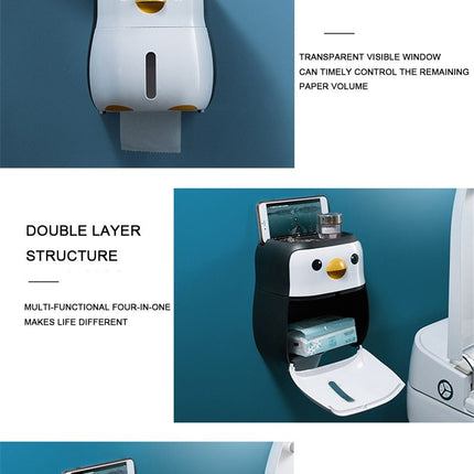 Creative Penguin Toilet Roll Paper Holder Waterproof Wall Mounted