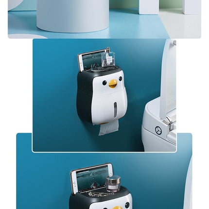 Creative Penguin Toilet Roll Paper Holder Waterproof Wall Mounted