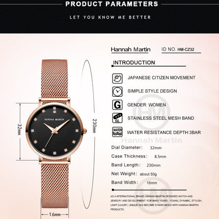 Quartz Movement High Quality Ladies Watches Stainless Steel Mesh Strap