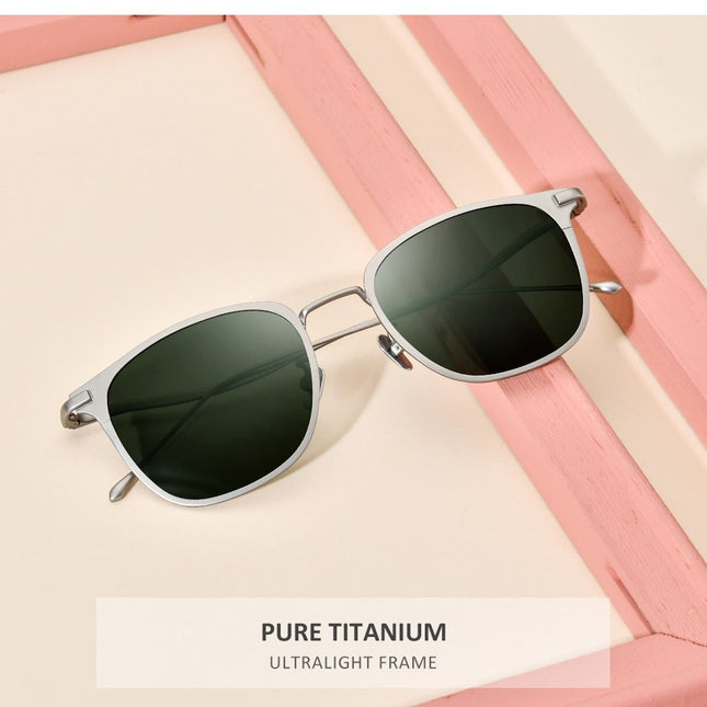 Pure Titanium Sunglasses Men New Fashion Retro Vintage Square High