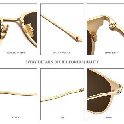 Pure Titanium Sunglasses Men New Fashion Retro Vintage Square High