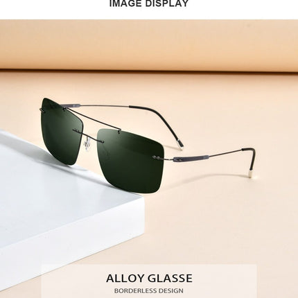 Titanium Alloy TR90 Rimless Sunglasses Men New Ultralight Screwless