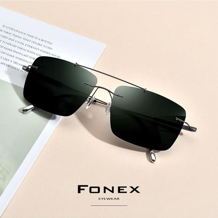 Titanium Alloy TR90 Rimless Sunglasses Men New Ultralight Screwless