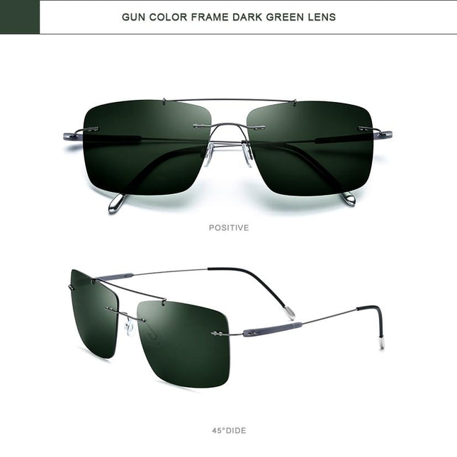 Titanium Alloy TR90 Rimless Sunglasses Men New Ultralight Screwless