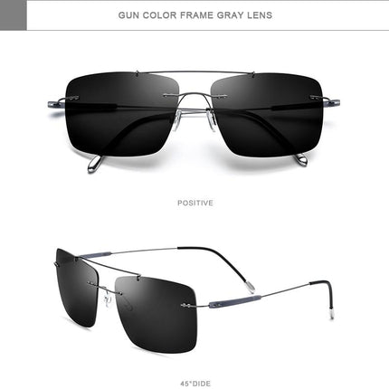 Titanium Alloy TR90 Rimless Sunglasses Men New Ultralight Screwless