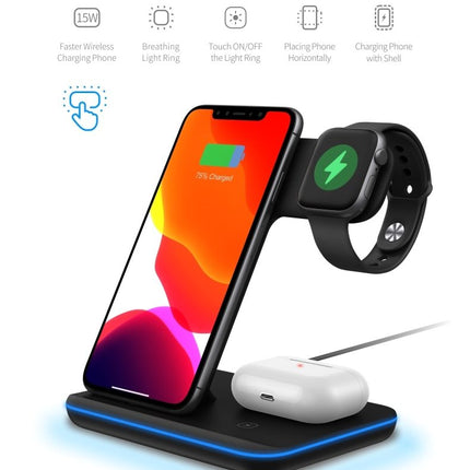 Ninja 15W 3 in 1 Fast Wireless Charging Station for Mobile Phones