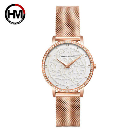 Women Watches Leather Wristwatch Fashion 3D Engraving Japanese Quartz