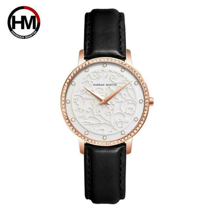 Women Watches Leather Wristwatch Fashion 3D Engraving Japanese Quartz