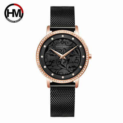 Women Watches Leather Wristwatch Fashion 3D Engraving Japanese Quartz