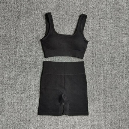 2PCS Women Yoga Set Gym Set Sexy Bra Seamless Sports Shorts Workout